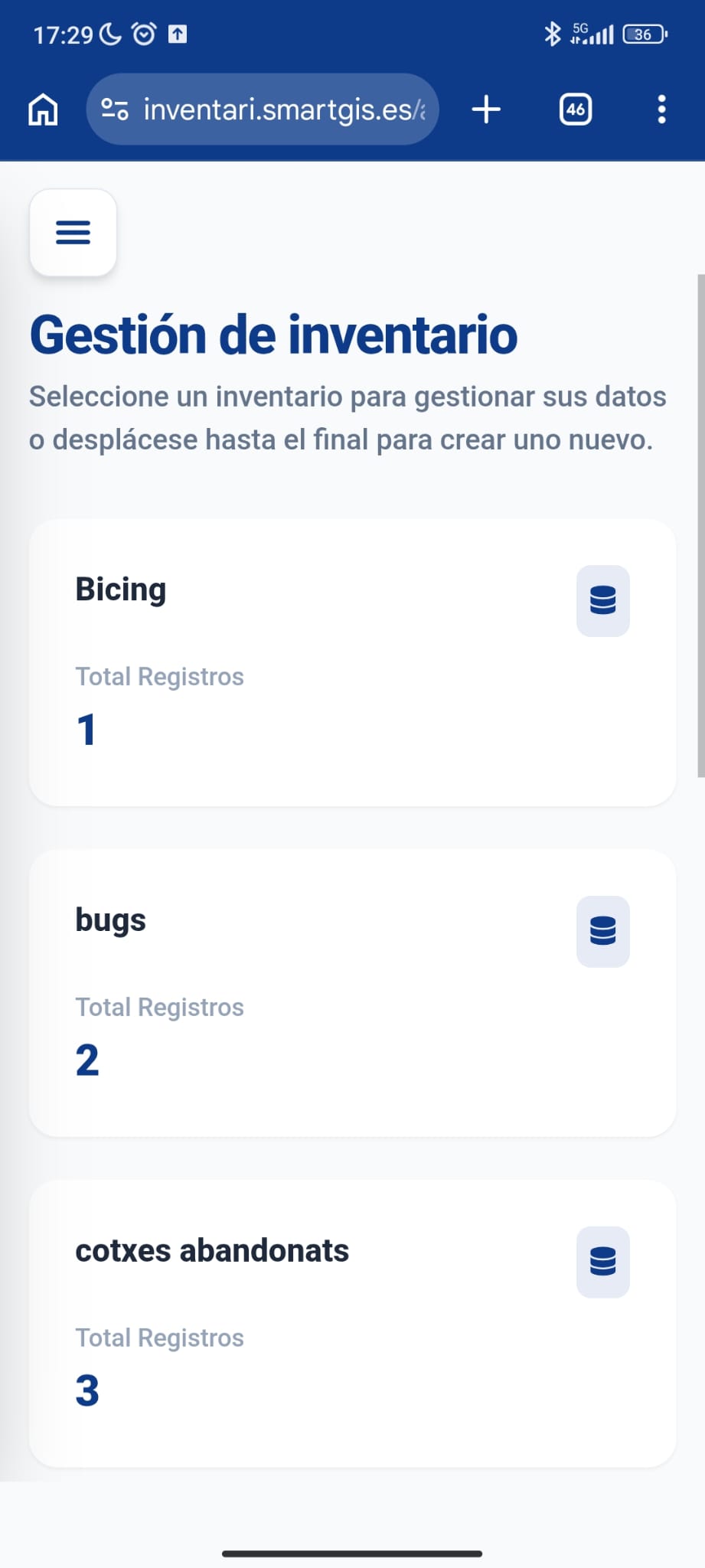 Pantalla de inventario 3
